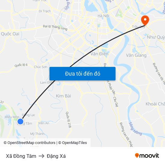 Xã Đồng Tâm to Đặng Xá map