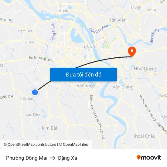Phường Đồng Mai to Đặng Xá map