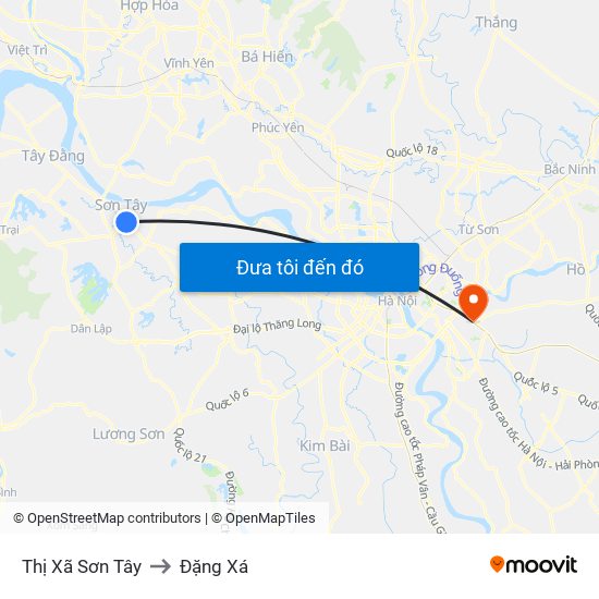 Thị Xã Sơn Tây to Đặng Xá map