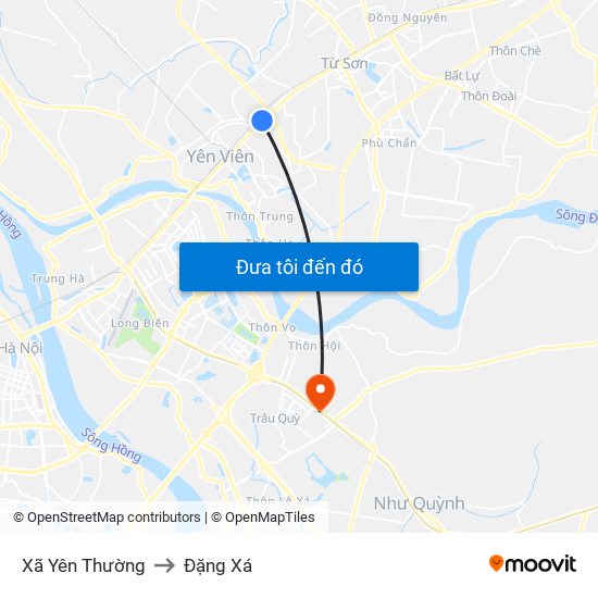 Xã Yên Thường to Đặng Xá map