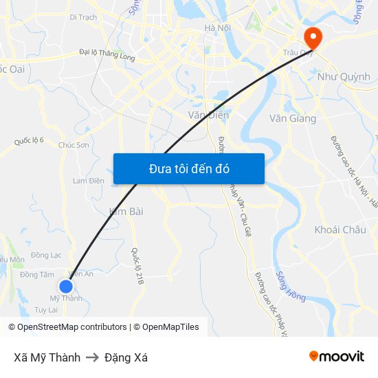 Xã Mỹ Thành to Đặng Xá map