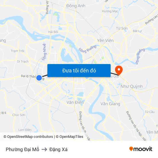 Phường Đại Mỗ to Đặng Xá map