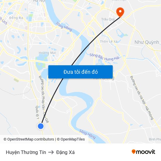 Huyện Thường Tín to Đặng Xá map