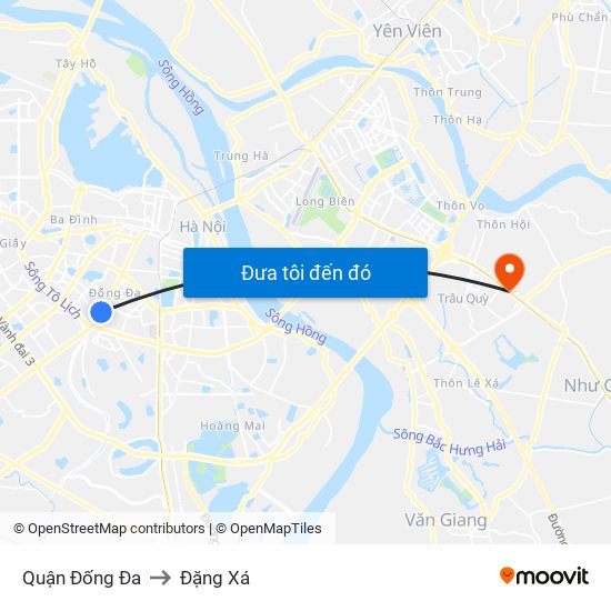 Quận Đống Đa to Đặng Xá map