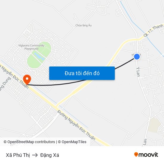 Xã Phú Thị to Đặng Xá map