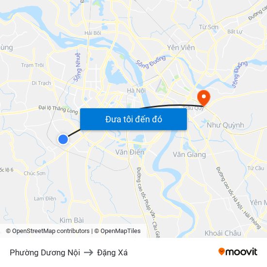 Phường Dương Nội to Đặng Xá map