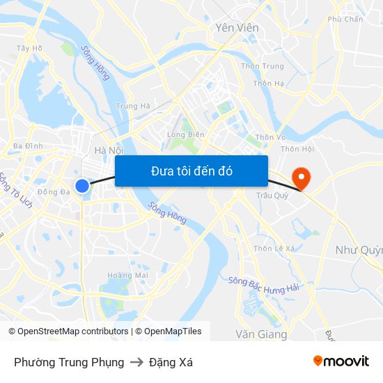 Phường Trung Phụng to Đặng Xá map