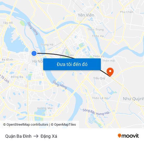 Quận Ba Đình to Đặng Xá map