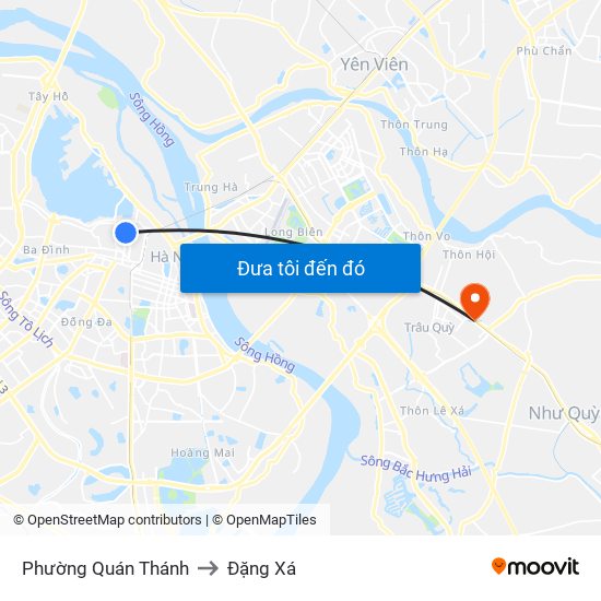 Phường Quán Thánh to Đặng Xá map