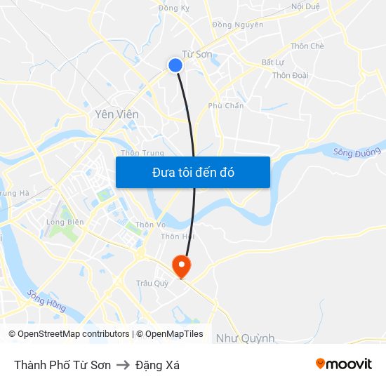 Thành Phố Từ Sơn to Đặng Xá map