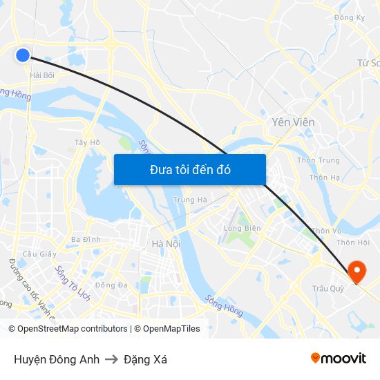 Huyện Đông Anh to Đặng Xá map