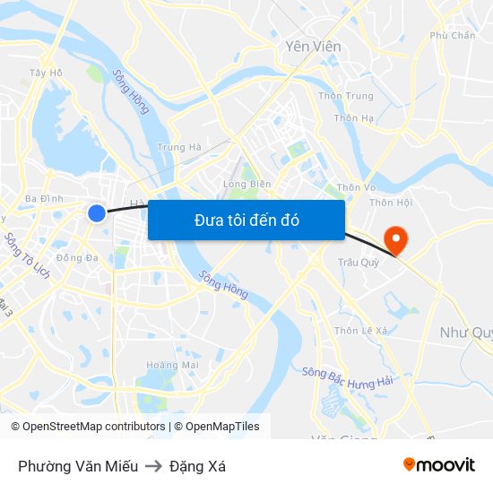 Phường Văn Miếu to Đặng Xá map