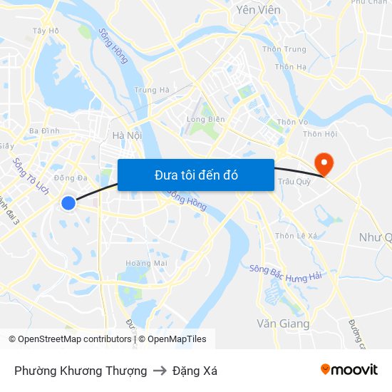 Phường Khương Thượng to Đặng Xá map