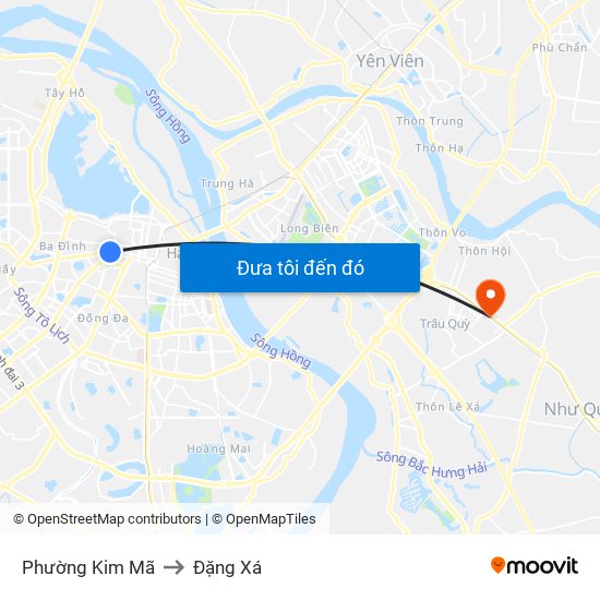 Phường Kim Mã to Đặng Xá map