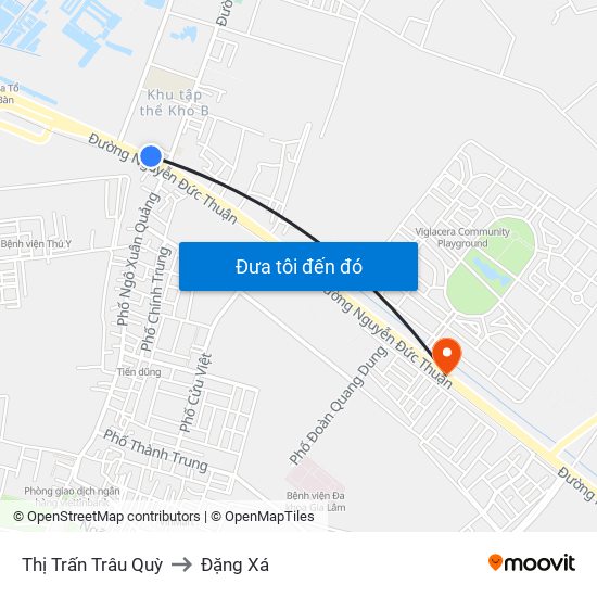 Thị Trấn Trâu Quỳ to Đặng Xá map