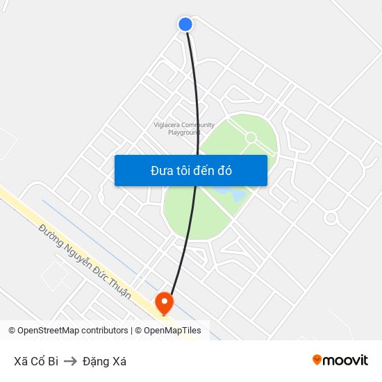 Xã Cổ Bi to Đặng Xá map