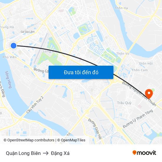 Quận Long Biên to Đặng Xá map