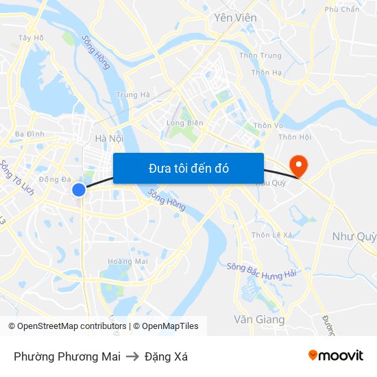 Phường Phương Mai to Đặng Xá map