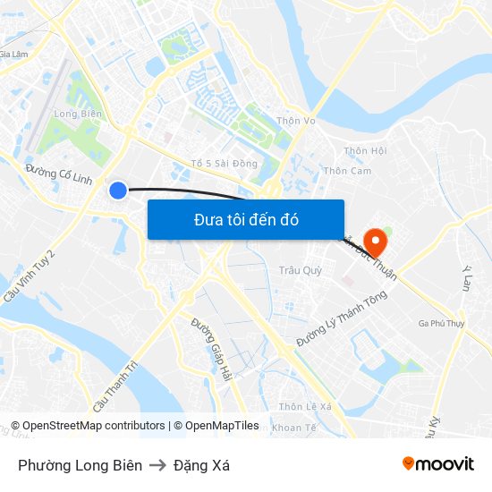 Phường Long Biên to Đặng Xá map