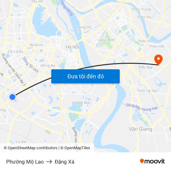 Phường Mộ Lao to Đặng Xá map