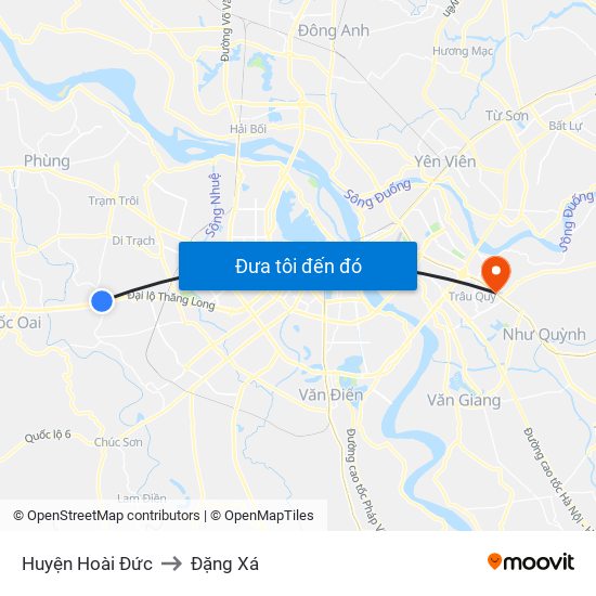 Huyện Hoài Đức to Đặng Xá map