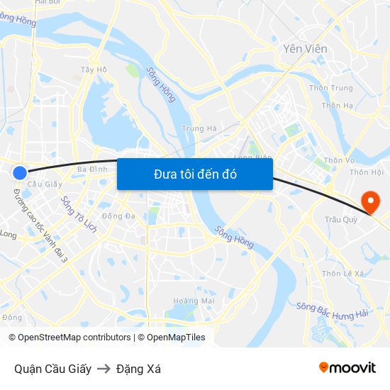 Quận Cầu Giấy to Đặng Xá map