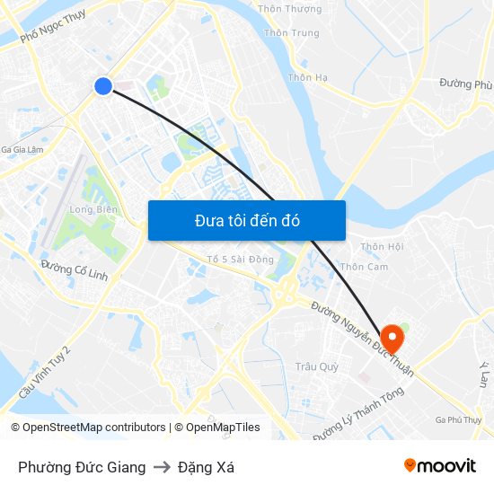 Phường Đức Giang to Đặng Xá map