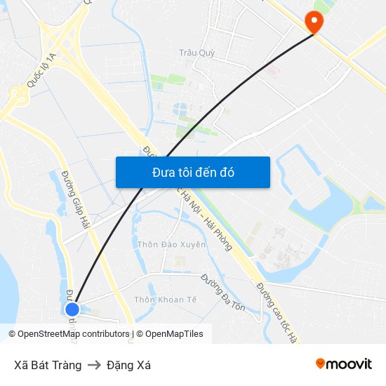 Xã Bát Tràng to Đặng Xá map