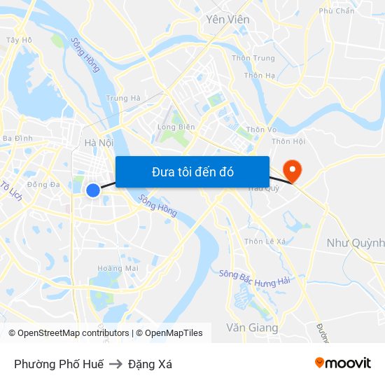 Phường Phố Huế to Đặng Xá map