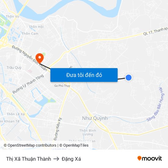 Thị Xã Thuận Thành to Đặng Xá map