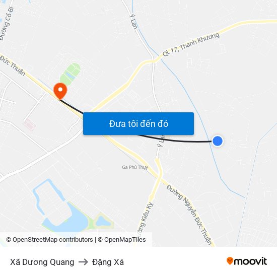 Xã Dương Quang to Đặng Xá map