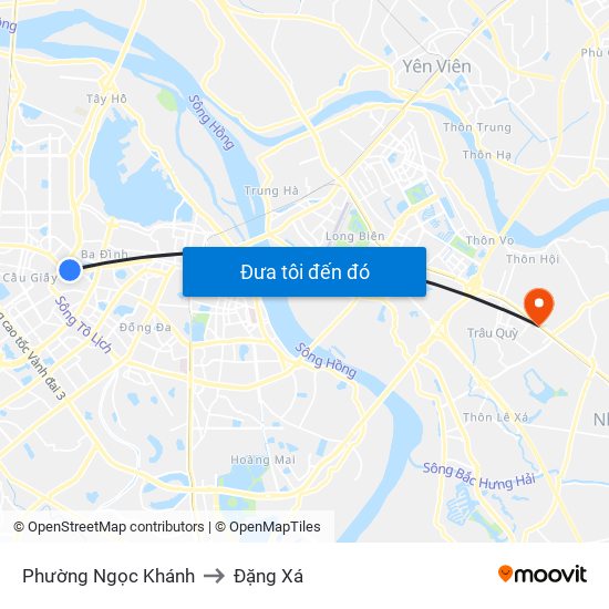 Phường Ngọc Khánh to Đặng Xá map