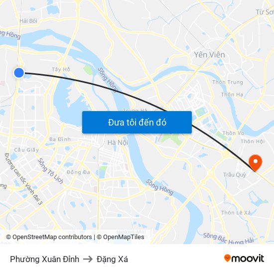 Phường Xuân Đỉnh to Đặng Xá map