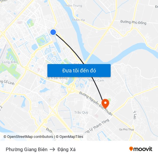 Phường Giang Biên to Đặng Xá map