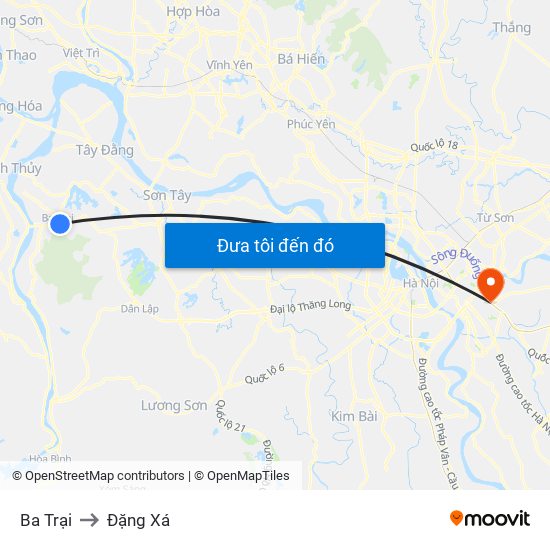 Ba Trại to Đặng Xá map