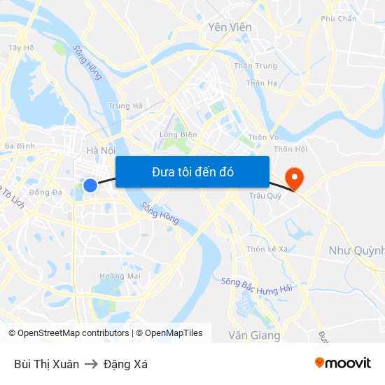 Bùi Thị Xuân to Đặng Xá map