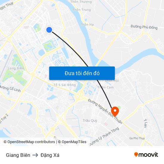 Giang Biên to Đặng Xá map