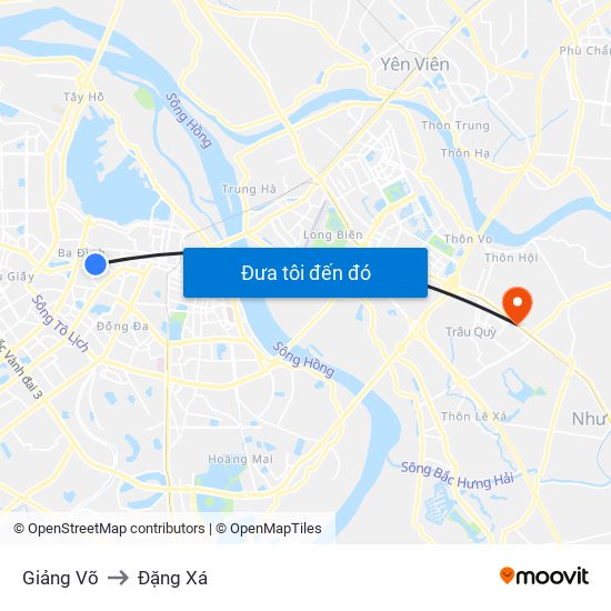 Giảng Võ to Đặng Xá map