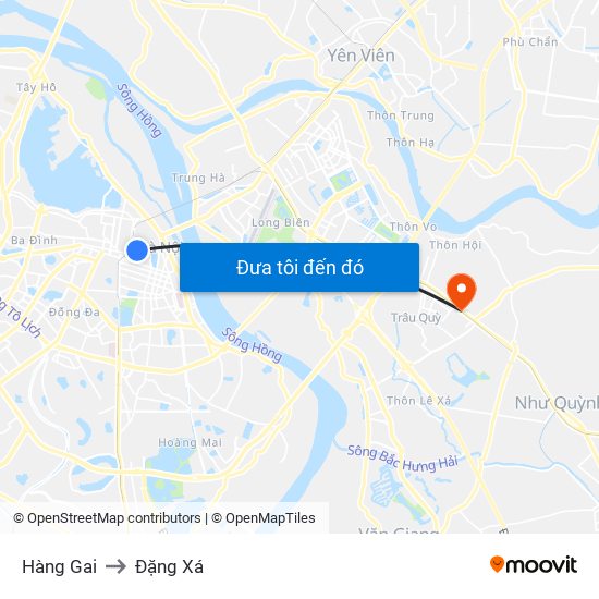 Hàng Gai to Đặng Xá map