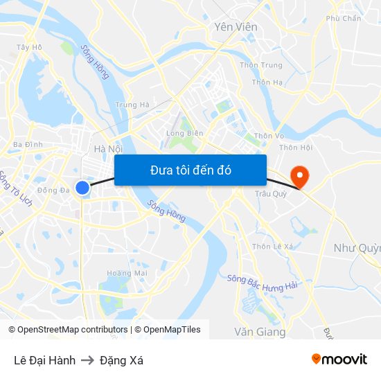 Lê Đại Hành to Đặng Xá map