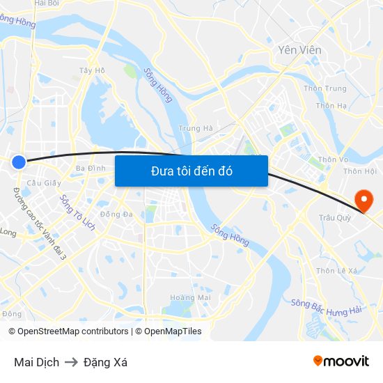 Mai Dịch to Đặng Xá map