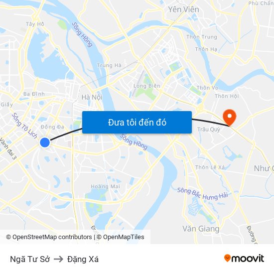 Ngã Tư Sở to Đặng Xá map