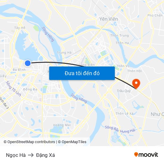 Ngọc Hà to Đặng Xá map