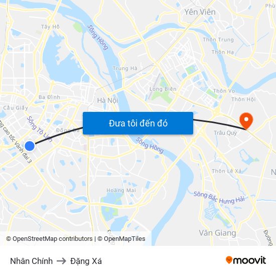 Nhân Chính to Đặng Xá map