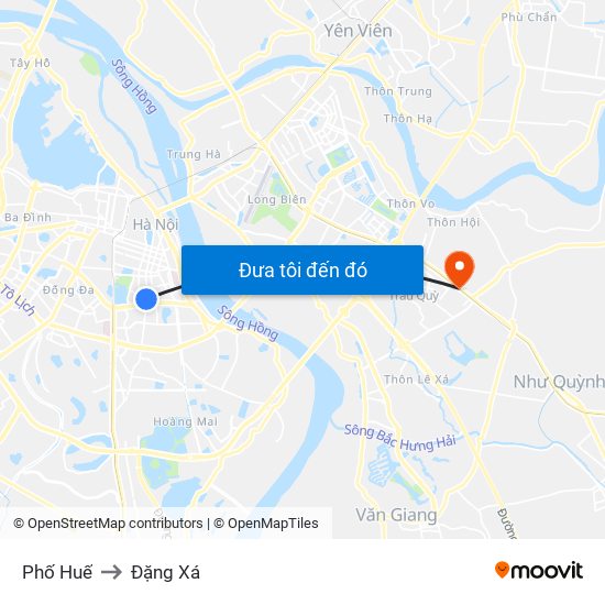 Phố Huế to Đặng Xá map