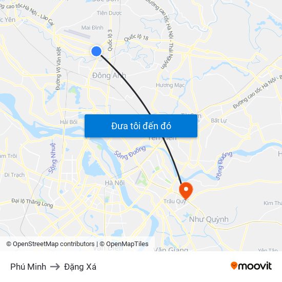 Phú Minh to Đặng Xá map