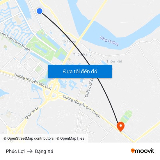 Phúc Lợi to Đặng Xá map