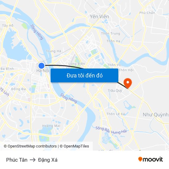 Phúc Tân to Đặng Xá map