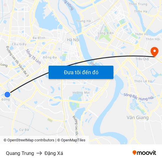 Quang Trung to Đặng Xá map