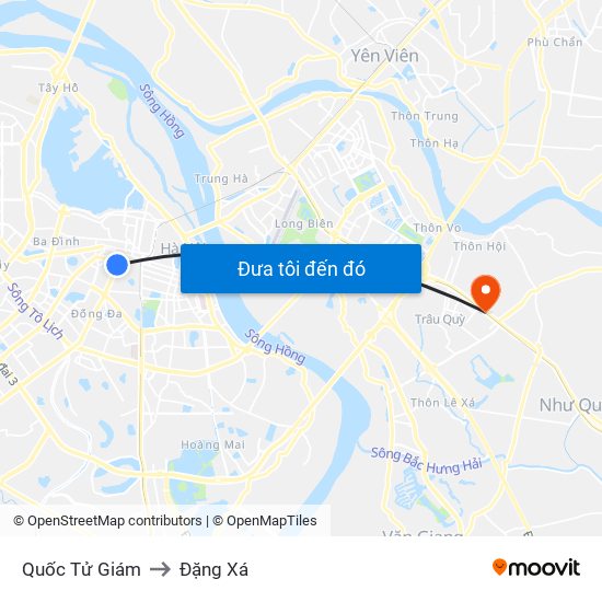 Quốc Tử Giám to Đặng Xá map